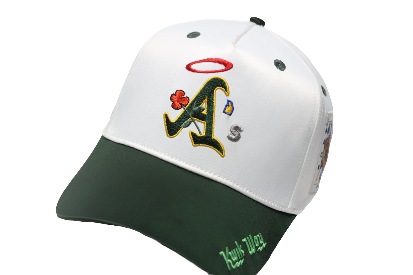 BLVCK LEMONS "ALL OAKLAND" WHITE / GREEN SATIN SnapBack HAT