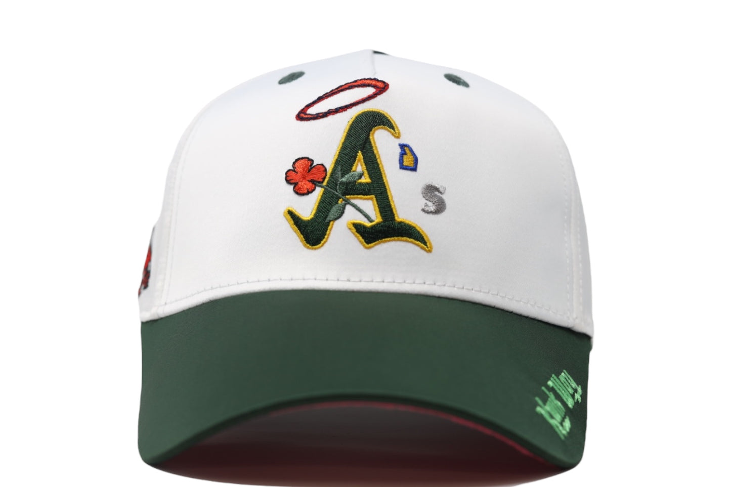 BLVCK LEMONS "ALL OAKLAND" WHITE / GREEN SATIN SnapBack HAT